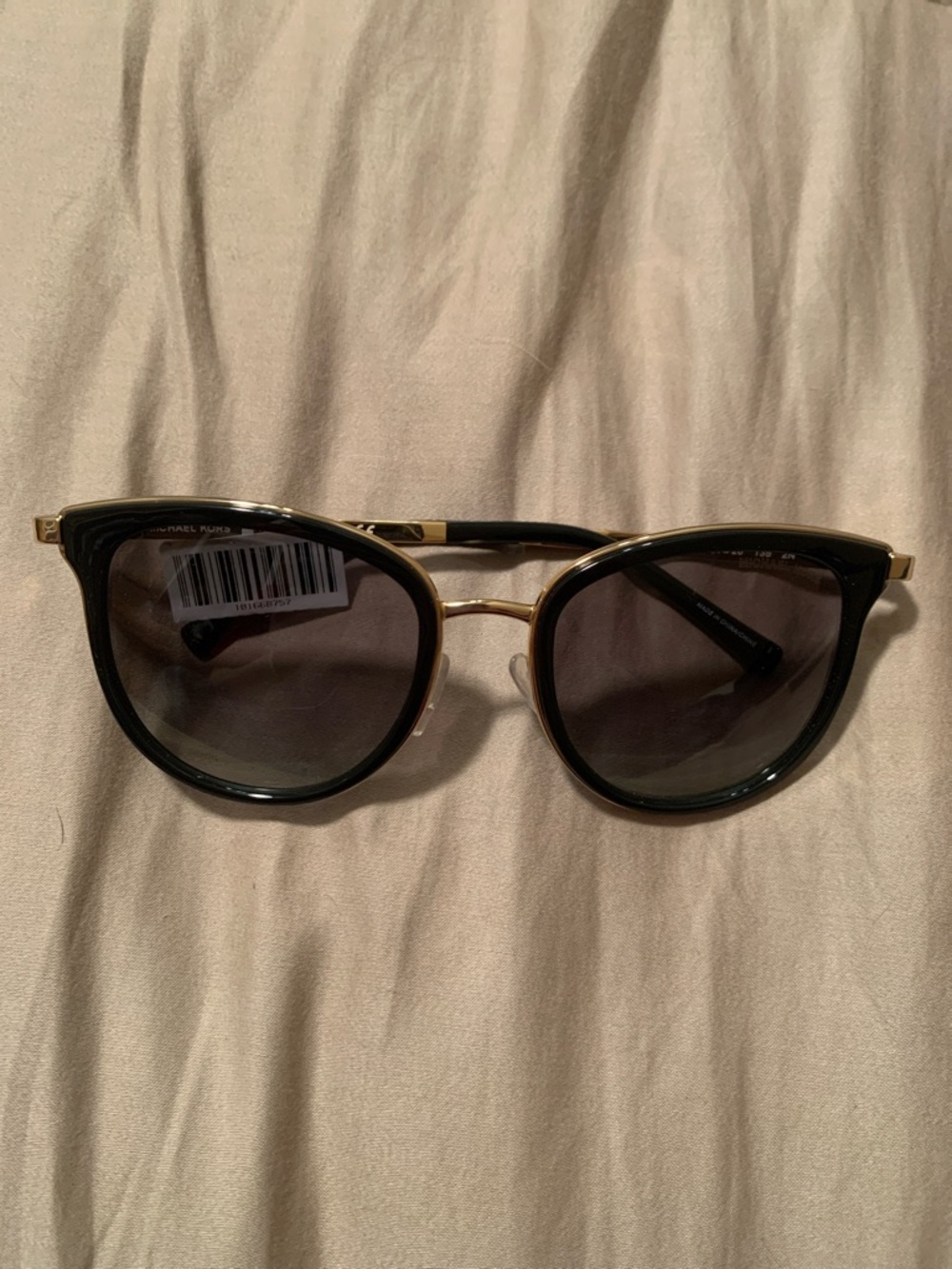 NWT Michael Kors Black Frame Sunglasses with Gold Trim